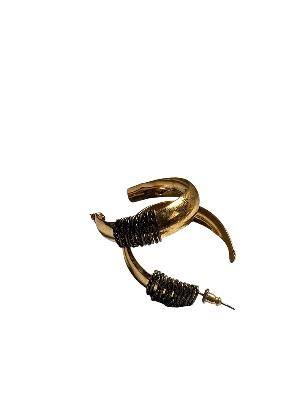 Vintage Gold-Tone Wrapped Hoop Earrings with intricate design and mix metal